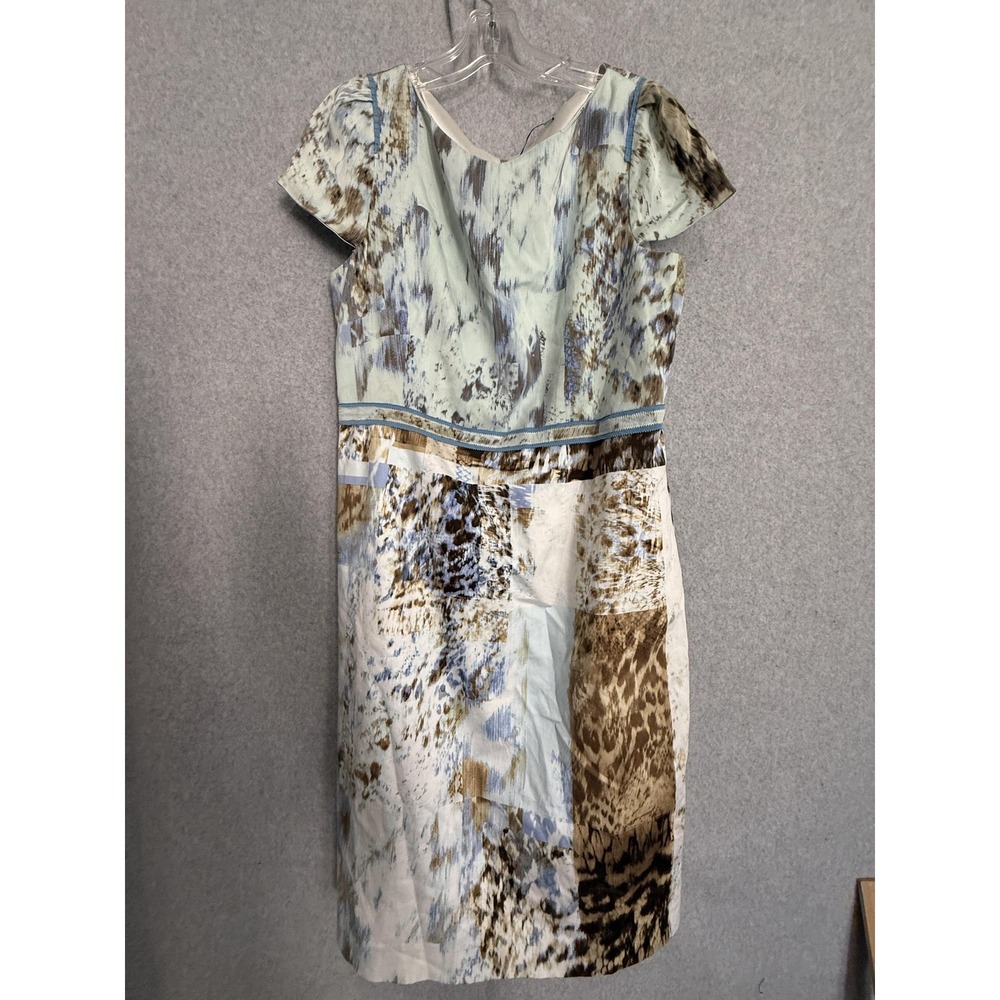 Elie Tahari Dress Womens 8 Multicolor Animal Print Silk Sheath Knee Length